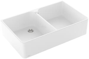 Villeroy & Boch VB lavello 90 X lavello doppia vasca 639001 900x550mm Bianco Alpine CeramicPlus