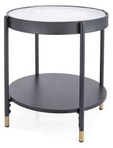 Tavolino da caffè Laguna A in vetro trasparente/nero - ø45/h48