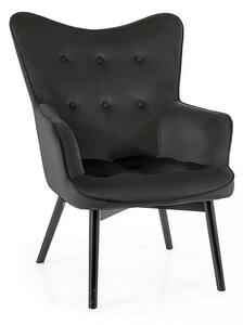 Poltrona Carmen in velluto nero - Blu19/nero opaco