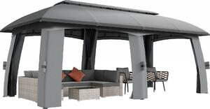 Gazebo da giardino Outsunny 3x6 m, tendone per feste con doppio tetto, tendone da birreria con zanzariere