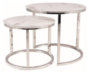 Set di 2 Tavolini da caffè Atlanta B II effetto marmo bianco/argento