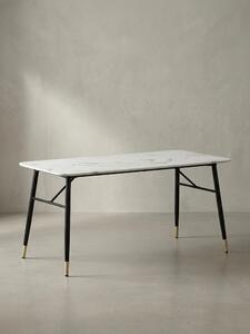 Tavolo da pranzo 200x90x76 cm, bianco effetto marmo, moderno, grande tavolo da cucina, tavolo da pranzo rettangolare, tavolo da pranzo con gambe in metallo
