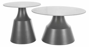 Set di 2 Tavolini da caffè Itaka in bianco/grigio - ø50/ø70