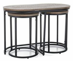 Set di 3 Tavolini da caffè Twix in noce vintage/nero