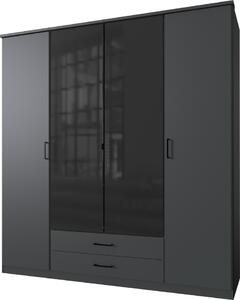 Armadio 4 ante battenti con 2 specchi e 2 cassetti L180 cm - SOEST