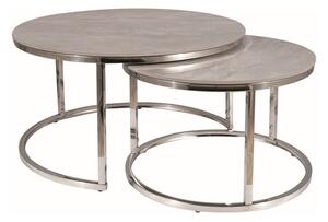 Set di Tavolini da caffè Portafino B effetto marmo grigio/argento - ø60/ø45 cm