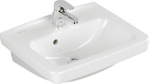 V&B lavamano Newo 45x37cm, bianco, angolare, 1 rubinetto, con troppopieno