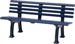 Panchina da giardino Antigua | 3 posti | Blu | HxLxP 74x150x54cm | Plastica resistente agli agenti atmosferici e ai raggi UV | Panchina da parco Panchina da esterno Balcone da giardino Terrazza