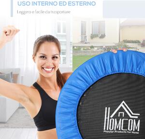 HOMCOM Trampolino Elastico Fitness Pieghevole da Giardino, Φ96.5 x 23 cm, Blu e Nero