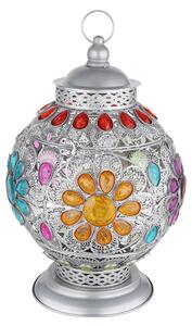 Lampada da tavolo, metallo, cristalli, stile orientale, diametro 27 cm
