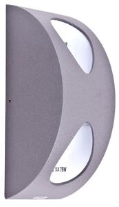 Lampada da parete a LED, alluminio, colore argento e bianco, altezza 19 cm