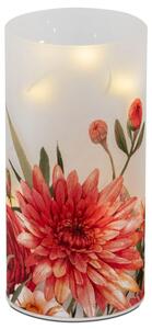 Formano Luce decorativa a LED Fiori estivi Cilindro in vetro 16 cm Motivo floreale Timer 6h/18h