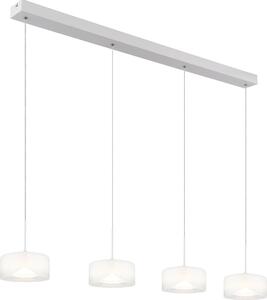 Lampada a sospensione LED bianco opaco, vetro opalino, H 150 cm