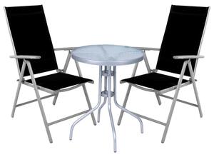 Set da bistrot, set da bistrot 3 pezzi, grigio argento / nero