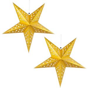 Set da 2 lampade a sospensione a forma di stella di Natale, color oro, 57 cm, collezione X-MAS