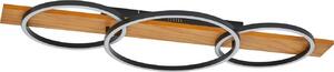 Lindby Lampada da soffitto a LED Galad, nero, legno, 3 sezioni, 98 cm