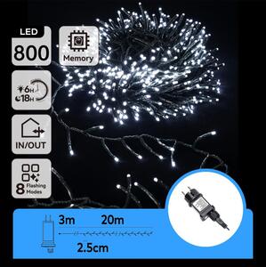 Aigostar - Catena LED natalizia da esterno 800xLED/8 funzioni 23m IP44 bianco freddo