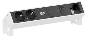 Scrivania BACHMANN DESK2, con 2 prese CEE7/3, 1 porta USB-C (con ricarica da 100W) e 1 cavo di alimentazione CM da 1,0 metro, colore RAL9010