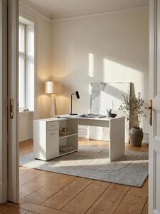 Scrivania angolare di design con scaffale Bianco 120 x 75,5 x 106,5 cm, Scrivania da ufficio moderna, Scrivania per computer Studio, Scrivania angolare Home Office