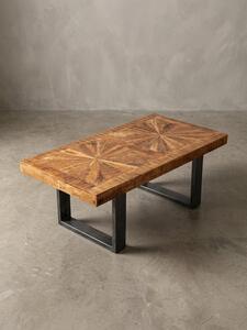 Tavolino moderno in legno massello di mango 105x40x55 cm Tavolo dal design industriale, tavolino da salotto in legno e metallo, tavolino da soggiorno rustico