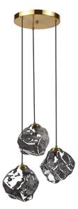 Lampadario a cavo CRISTAL 3xE14/15W/230V ottone/nero fumé
