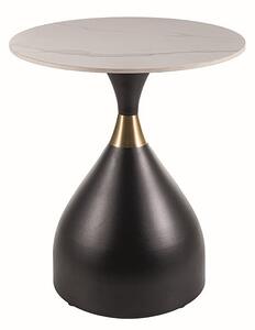 Tavolino da caffè Virgo effetto marmo bianco/nero/oro - p50 x h57 cm