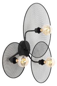 Design wandlamp zwart met mesh 3-lichts - Jane