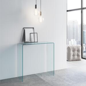 Consolle in vetro curvato da spessore 12 mm SMALLE Dimensioni 80x40xh 80 cm stile lineare ed essenziale Ed elegante trasparente
