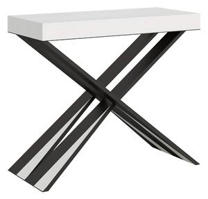 Consolle Allungabile Fino a 300 CM DIAGO Dimensioni 90x40xh77 cm estensibile CON 5 Allunghe da 52 cm Colore telaio Antracite ripiano bianco Frassino