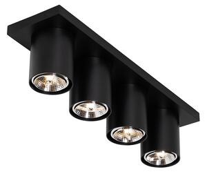 Faretto moderno da soffitto nero a 4 luci - Tubo