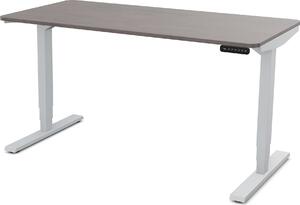 ASSMANN scrivania regolabile elettricamente in altezza Y-Line Curved cemento a vista alluminio bianco antracite, 120x80cm, funzione memoria, funzione motore a 2 ripiegamenti