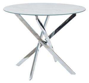 Tavolo rotondo Agis effetto marmo bianco/argento - ø90/h71 cm
