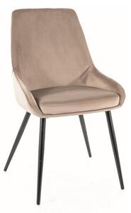 Sedia imbottita Cobe velluto beige Blu40