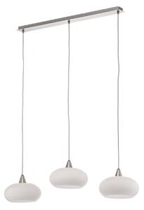 Lucande lampada a sospensione Sharvil, 3 luci, bianco, vetro, 97cm