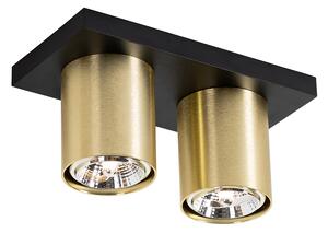 Moderne spot zwart met goud 2-lichts - Tubo