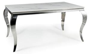 Tavolo in ceramica Calacatta Prince in bianco/cromo - l90 x l150 x h75 cm