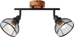 Lampada BRILLIANT, tubo spot Avia 2flg nero/colore legno, metallo/legno, 2x D45, E14, 40W, lampade a goccia (non incluse)