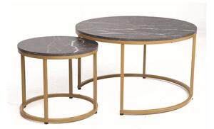 Set di Tavolini da caffè Dion effetto marmo nero/oro