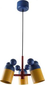 GTV - Lampada a sospensione MOUSE - max. 250 V, 50/60 Hz, 3*E27, max. 25 W, IP20, media 30 cm, blu marino/giallo - Lampada da soffitto