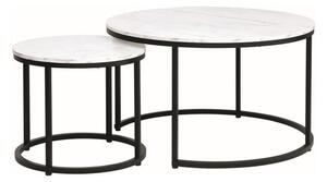 Set di Tavolini da caffè Dion effetto marmo bianco/nero opaco