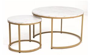 Set di Tavolini da caffè Dion effetto marmo bianco/oro