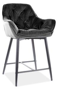 Sgabello da bar Cherry H-2 in velluto nero - Blu19