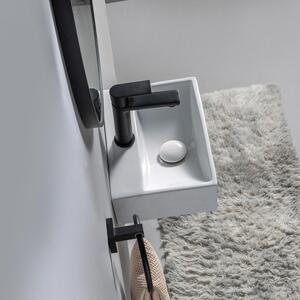 Lavabo Paris, dimensioni 36x25 cm, realizzato in pregiata Vetroceramica, adatto per l'installazione a parete o come lavabo da appoggio, completo di foro per il rubinetto