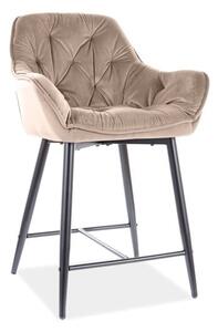 Sgabello da bar Cherry H-2 in velluto beige - Blu28