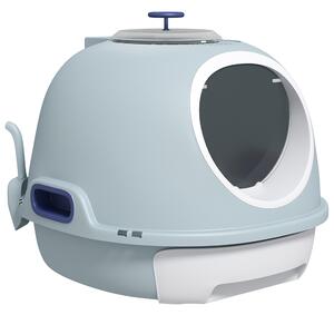 PawHut Lettiera per Gatti Chiusa con Vassoio Estraibile, 2 Ingressi e Paletta, 47x55x44cm, Azzurro|Aosom