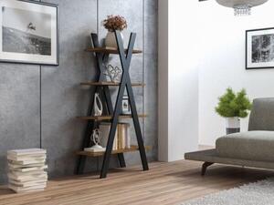 Scaffale Tipi in rovere wotan/nero 136x80 cm