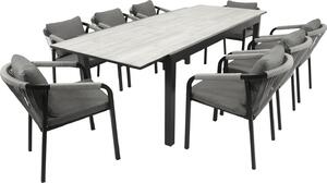 Set FARO da 9 pezzi, alluminio + vetro + corda grigia