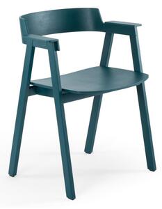 Sedia da pranzo color petrolio in rovere massiccio con braccioli Flip – Gazzda