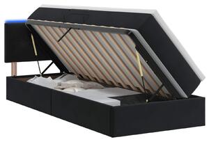 Letto a castello con contenitore LED vidaXL con materasso, nero, 90 x 200 cm, velluto