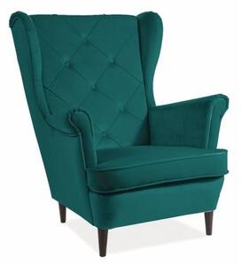 Poltrona Lady in velluto verde Blu78/wenge